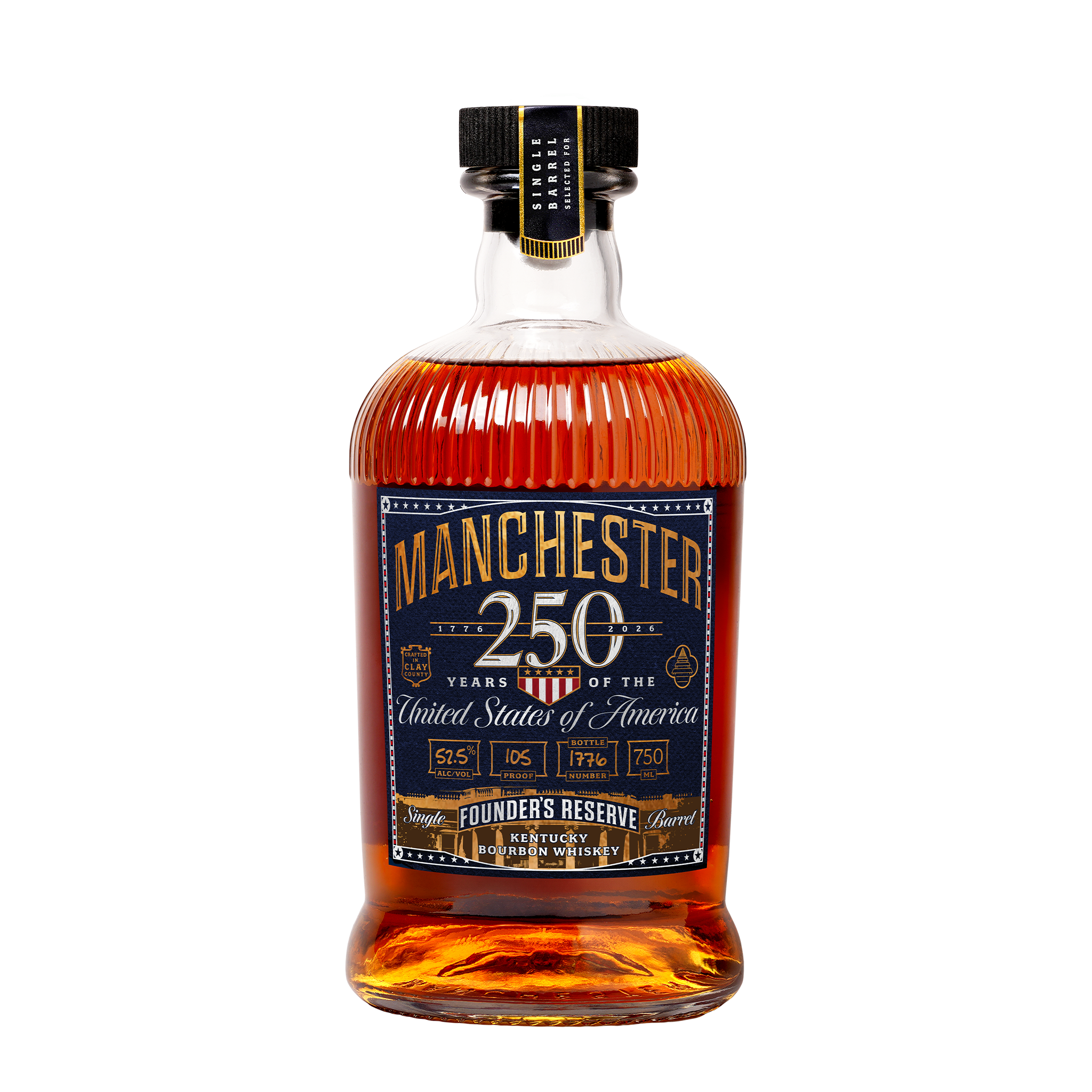 Bottle of Manchester Distilling Founder's Reserve Kentucky Bourbon Whiskey USA 250 105 Proof 750ml